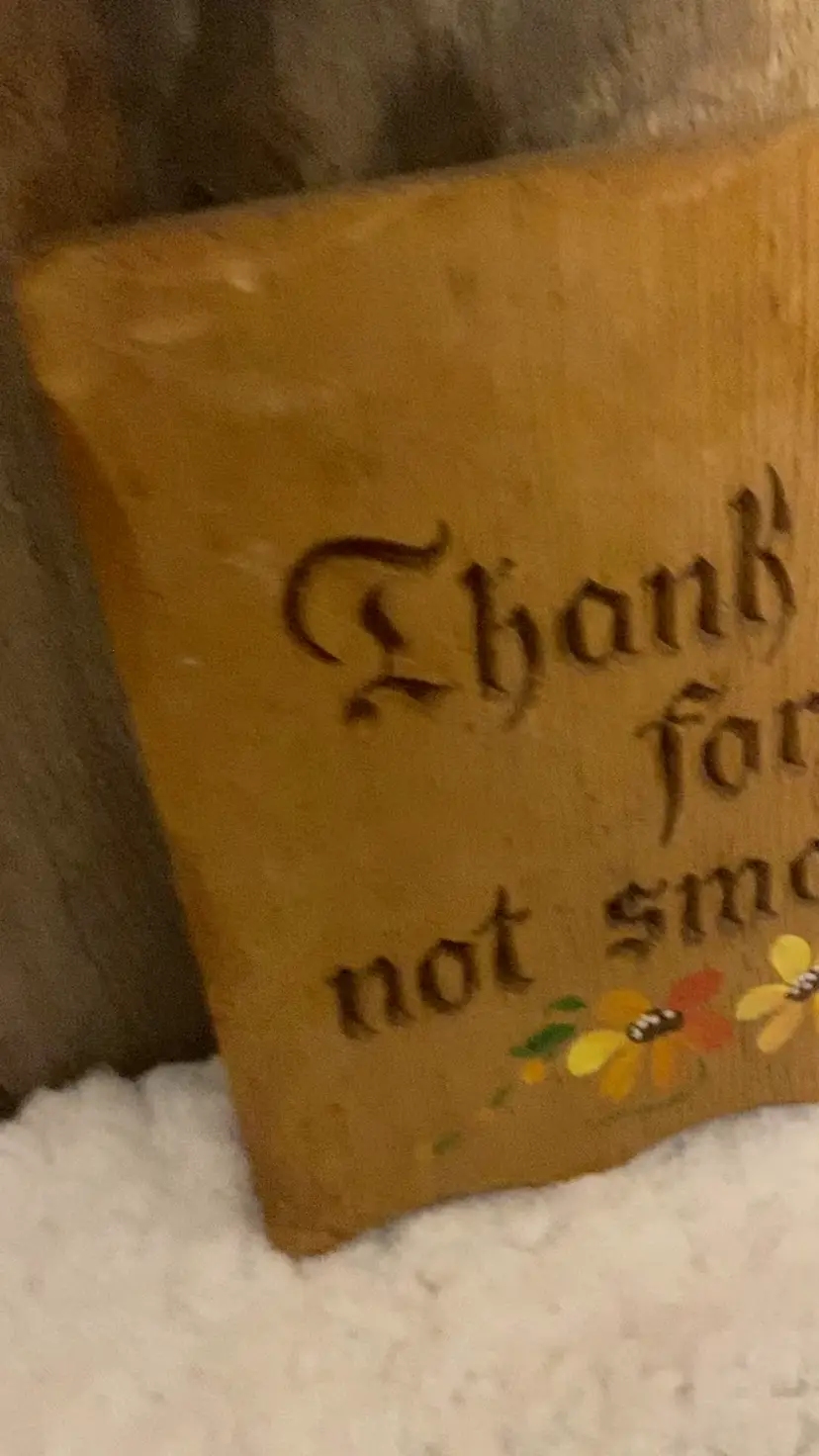 vintage Lasercraft wood laser engraved "Thank you for not smoking"