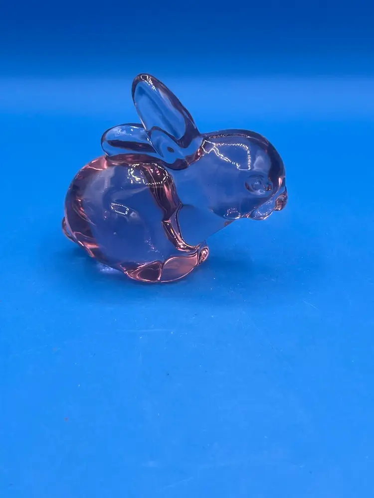 Vintage Art Glass Bunny Paperweight Lavender Glows