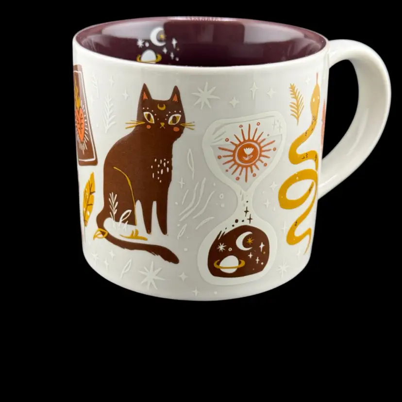 Cat Owl Celestial Moth Mug 3 1/4 X 5"
