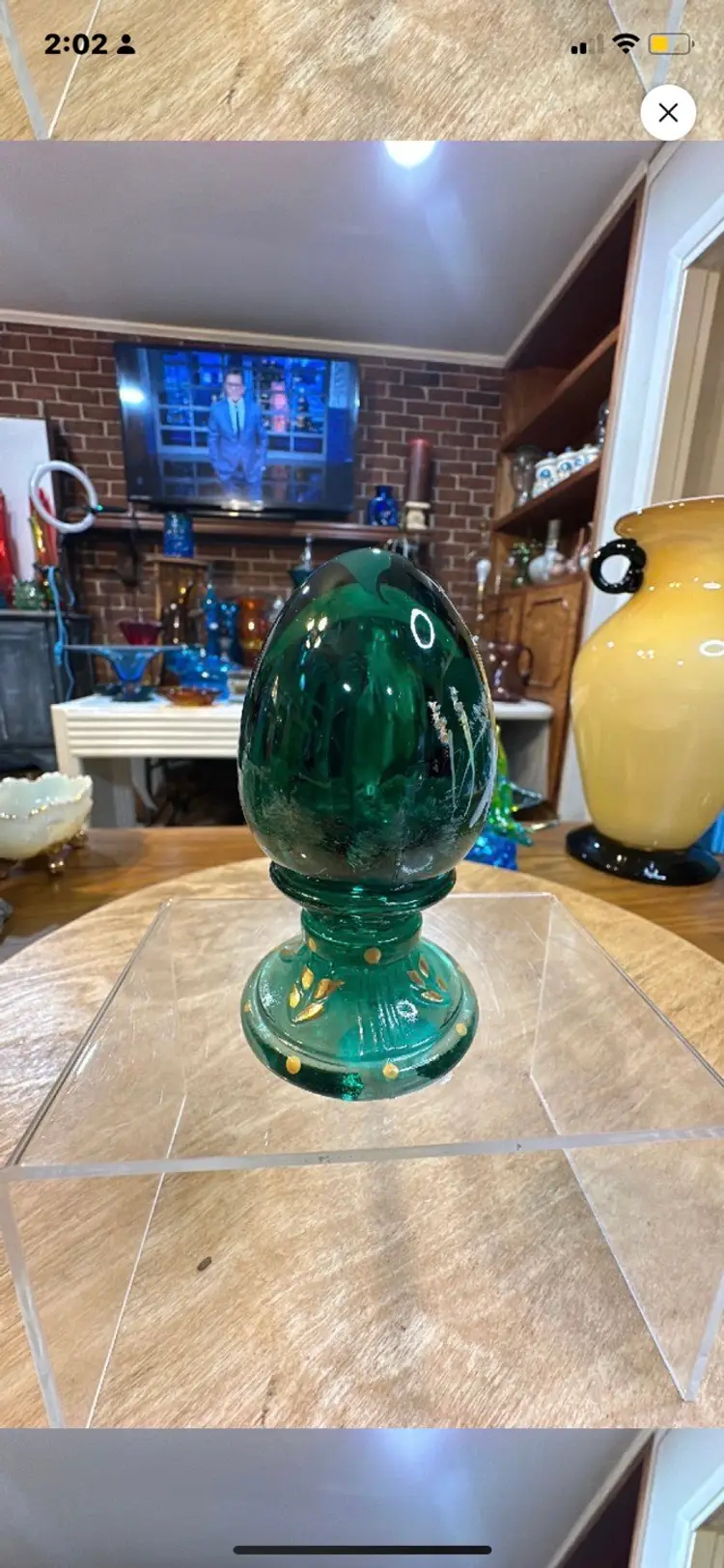 Fenton Hand Painted And Signed Rooster Egg With Stand