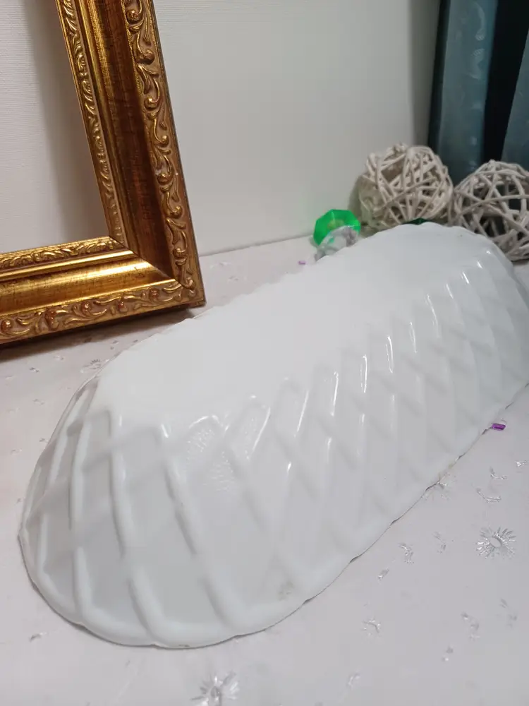 Vintage Milk Glass Dish With Basket Weave