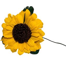 # 032. Handcrafted Lemon Yellow Corn Husk Sunflower  🌻 Flowers 5” Blossom Approximately 10” Long