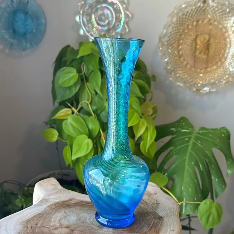 Vibrant Turquoise 8” Glass Vase