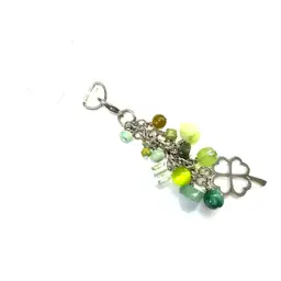 Four Leaf Clover Charm Shades Of Green Beaded Phone Or Purse Charm Repurposed Jewelry Made By Me 3”