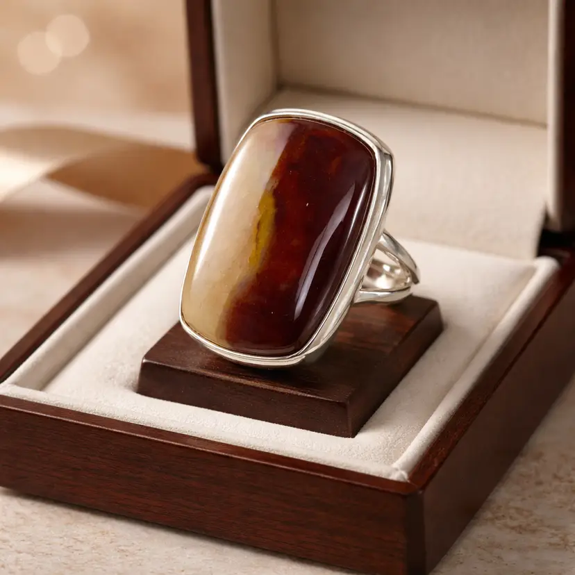 Sterling Silver Mookaite Jasper Ring, Size 6.5