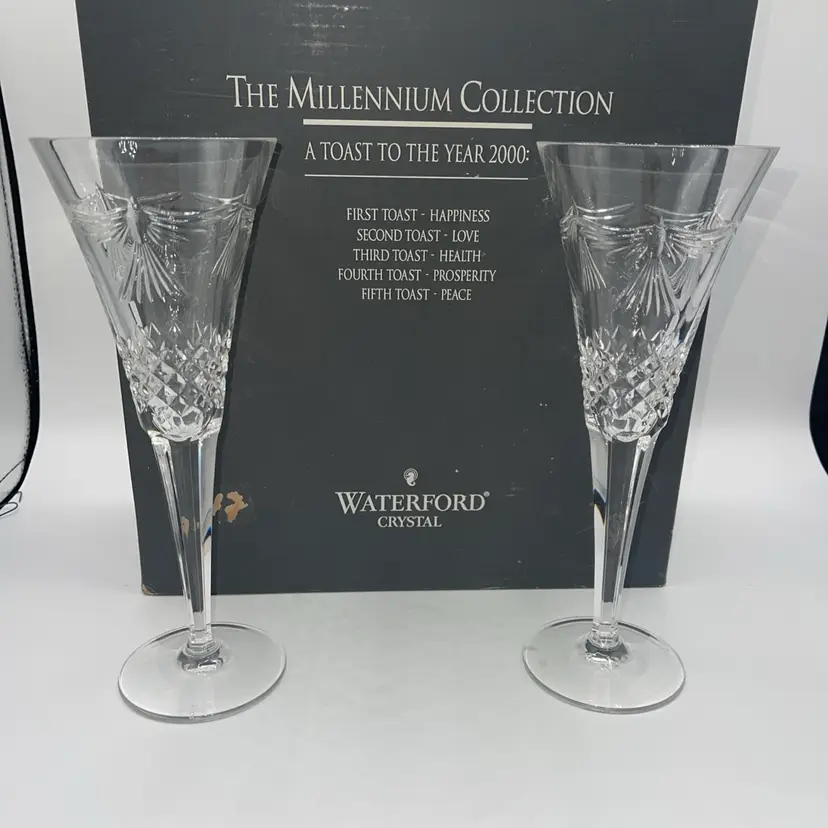 Waterford Crystal The Millennium Collection Toasting Flutes Peace 5th Toast