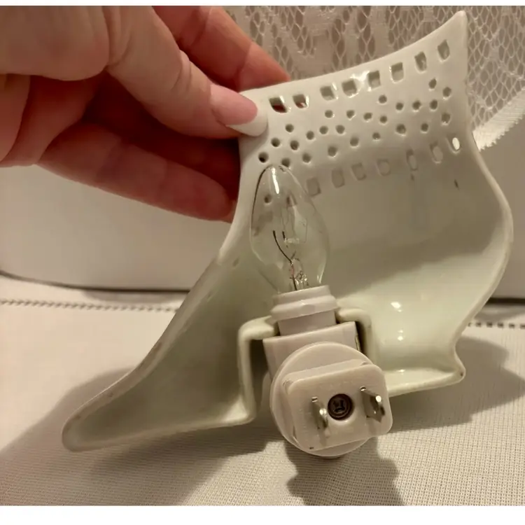 Victorian Porcelain Boot Plug In Night Light Rose 6”