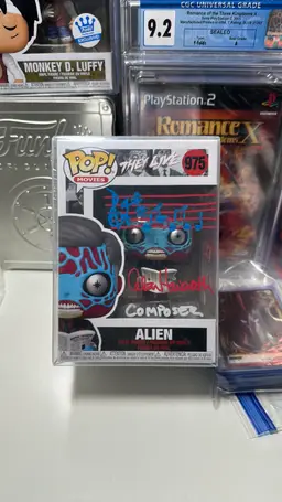 FREE SHIPPING FUNKO POP ALIEN THEY LIVE AUTOGRAPH BY COMPOSER ALEN HOWARTH FUNKO NUMBER 975