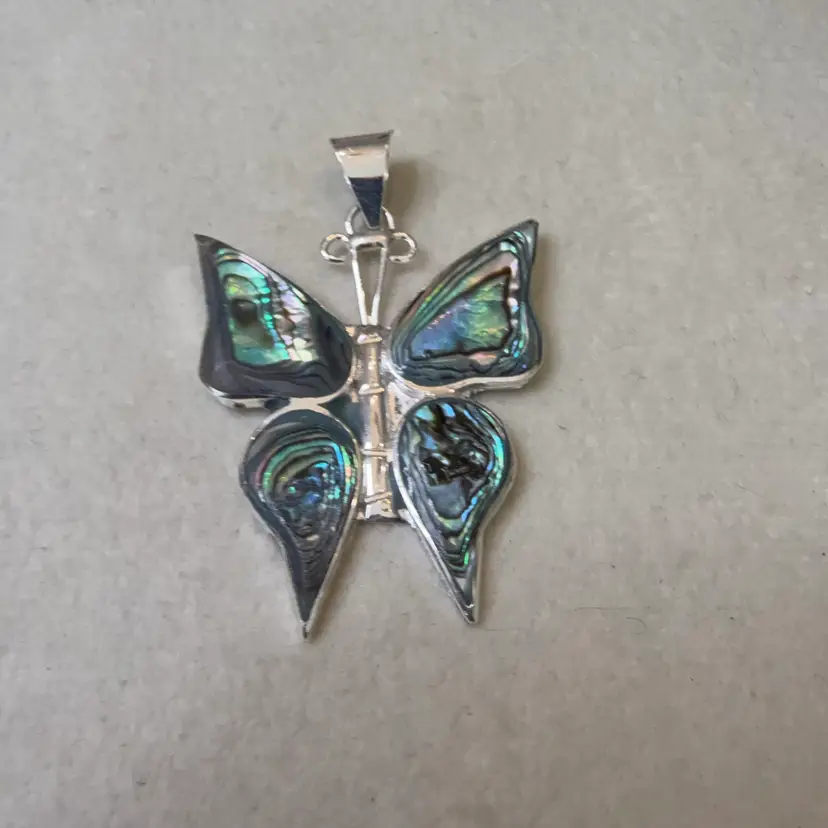 Alpaca Abalone Butterfly Pendant