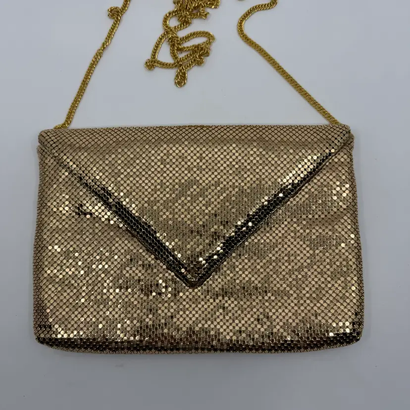 Vintage Whiting & Davis Gold Mesh Envelope Shoulder Purse