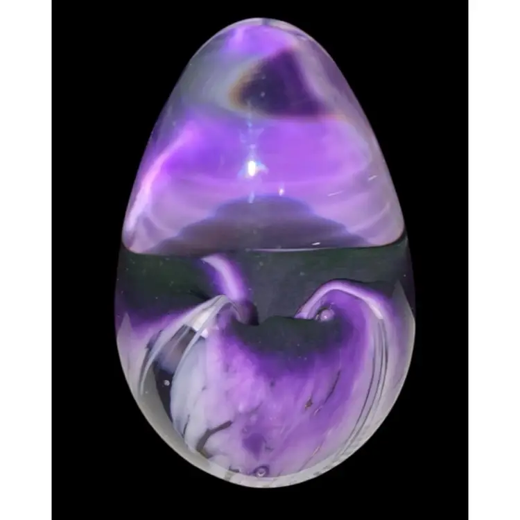 #36- Vintage Art Glass Paperweight - Purple Flower  2.5" Tall