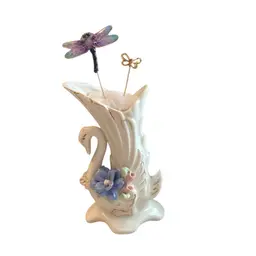 Vintage Swan Vase Made Into A Hat Pin Holder