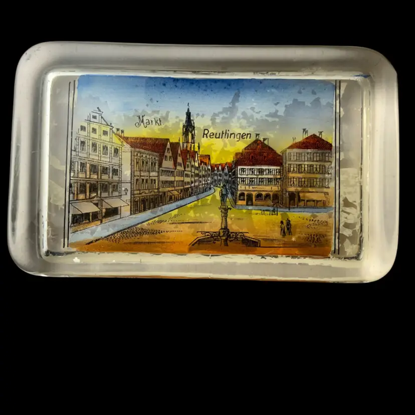 #22 Antique Reutlingen Germany Market Square .75” T X 4” L **As Is** Scratching/ Paint Loss
