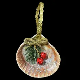 Handmade Shell Ornament w/Jingle Bells 4”x 2”