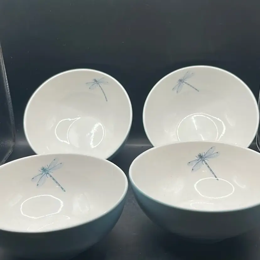 Set Of 4 Portmeiron Lakeside Coupe Cereal Bowls Dragonfly Design