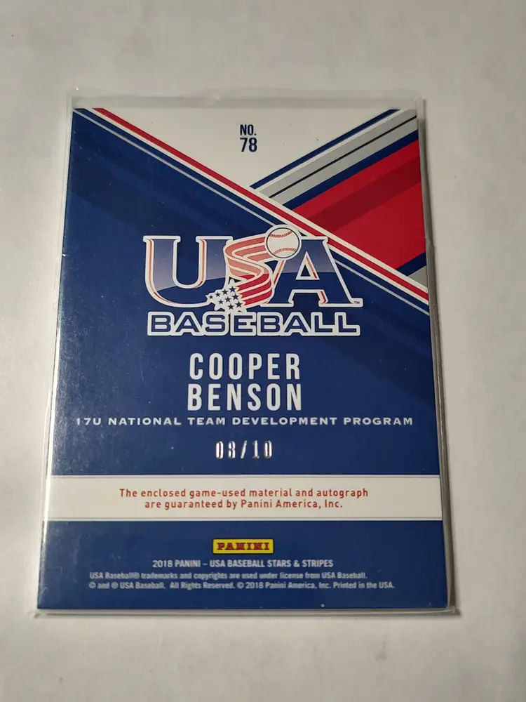 2018 Cooper Benson Patch Auto #8/10