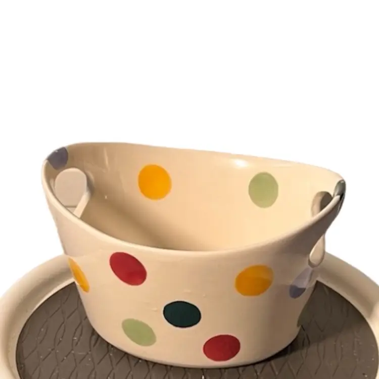 Pottery Cow Creamer And Bowl