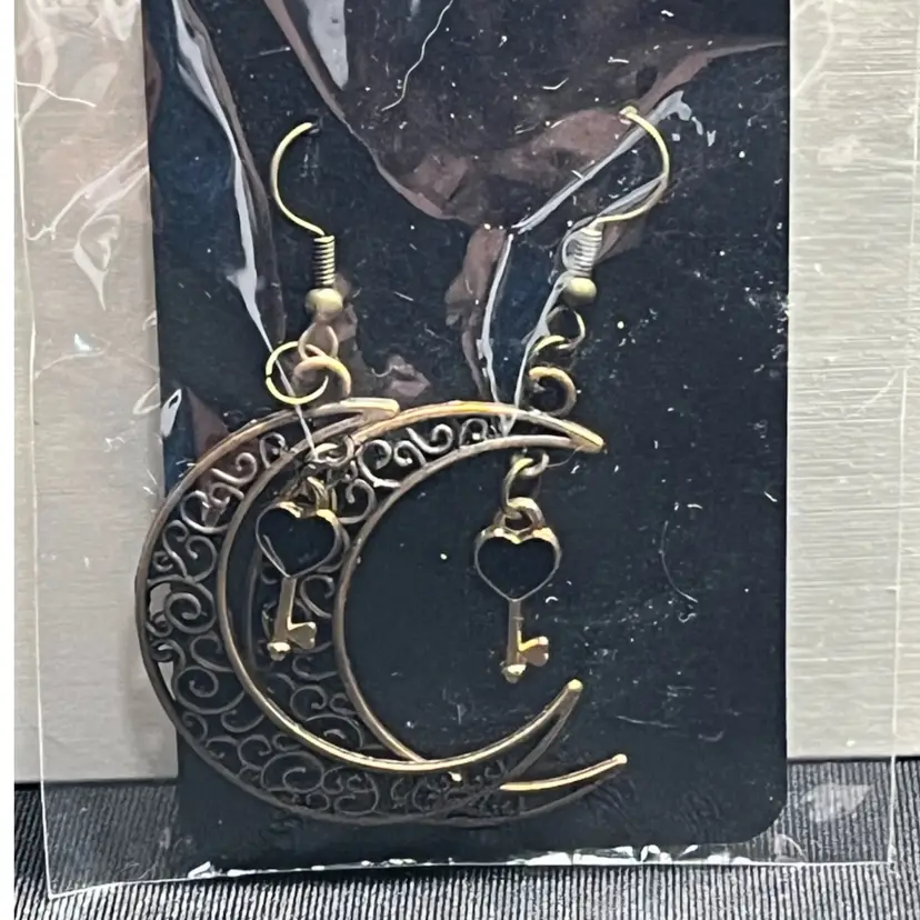 Moon And Key Metal Earrings Made By Me