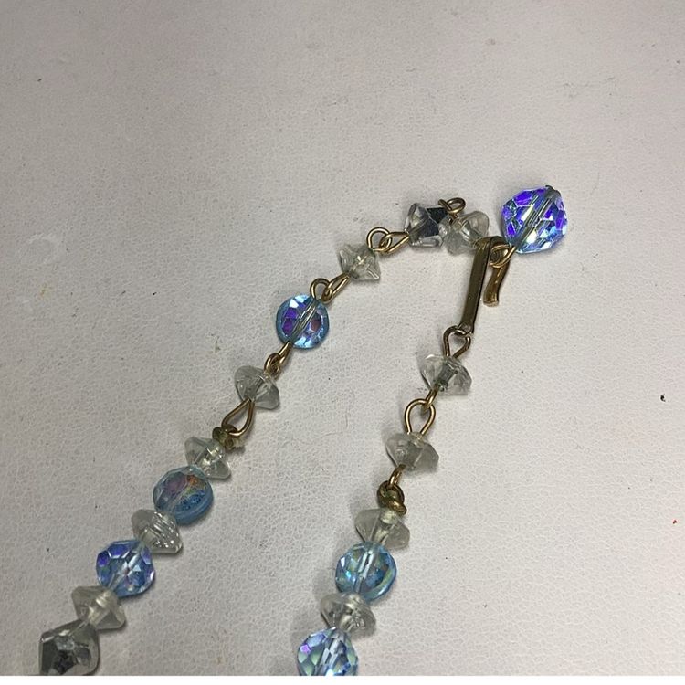 Blue & Clear Crystal Necklace 16”