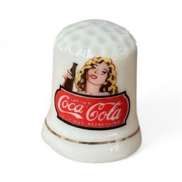 Vintage White Ceramic Coca Cola Thimble