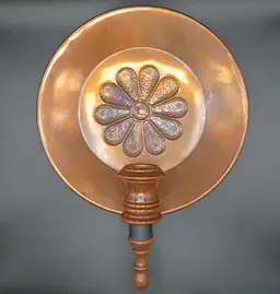 Vintage Round Copper Wood Wall Sconce Candle Holder 10"Country Cottage Farm Rustictic Country