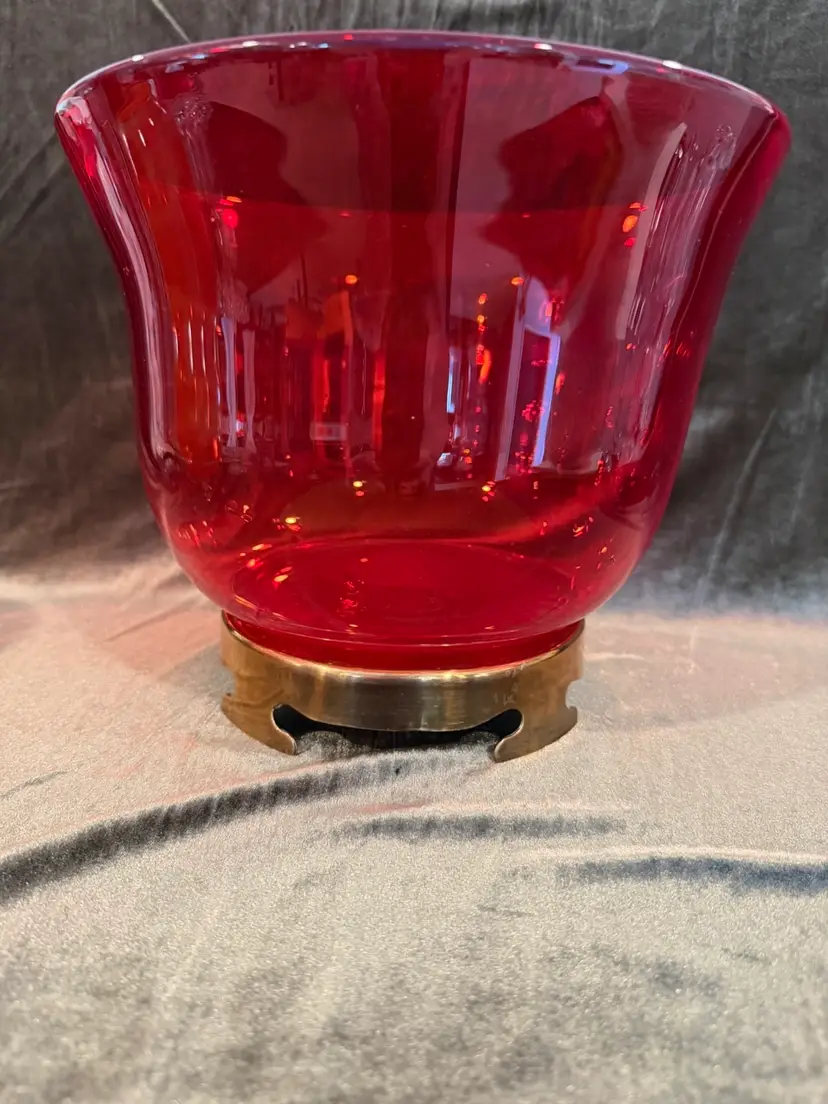 Vintage Ruby Red Blown Glass Centerpiece Bowl