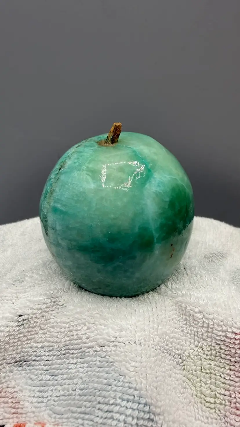 Vintage Italian Realistic Painted Polished Marble Stone Fruit 3"x 3"