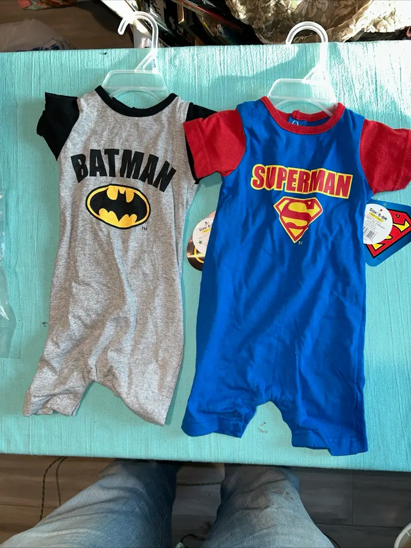 Baby Boys Adorable Superman and Batman 6-9Months Outfits
