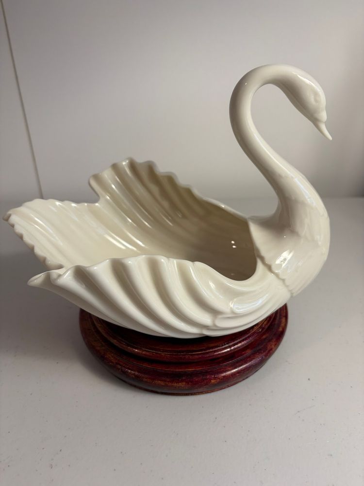 Vintage Lenox Swan Candy Dish Decor Bowl Old Mark USA Cream White