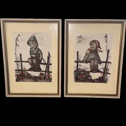 2 vintage German M.J. Hummel art prints
