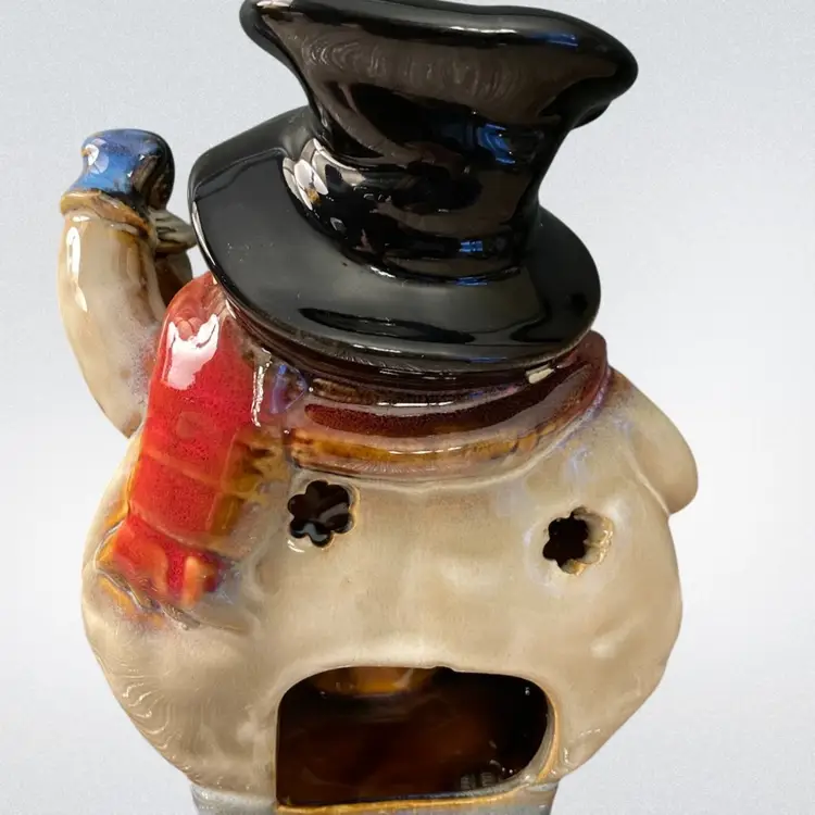 Snowman Ceramic Figurine Tealight Holder
