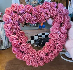 Vintage Red Silk Heart Shaped Twig Branch Wreath