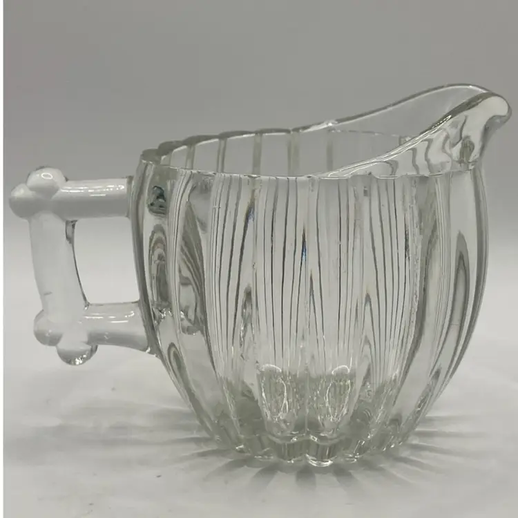 Vintage Jeanette Glass Creamer, “National” Pattern, 3 1/2” Tall