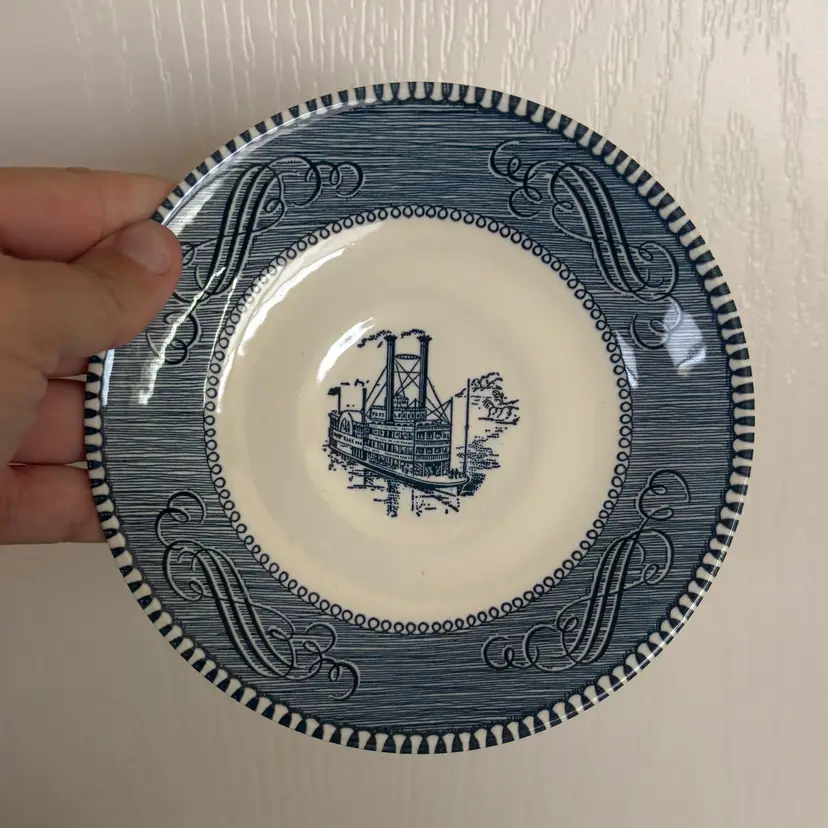 🐇Vintage C&I Steamboat Blue & White Ironstone Saucer
