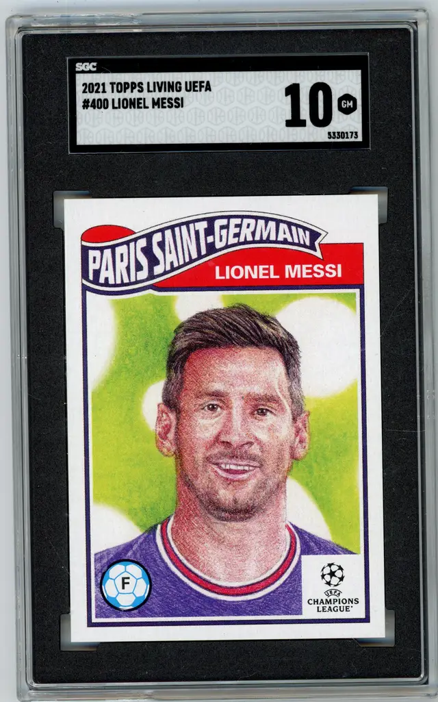 2021 Topps Living UEFA Champions League LIONEL MESSI #400 GERMAIN SGC 10 GM