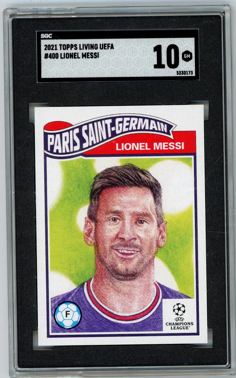 2021 Topps Living UEFA Champions League LIONEL MESSI #400 GERMAIN SGC 10 GM