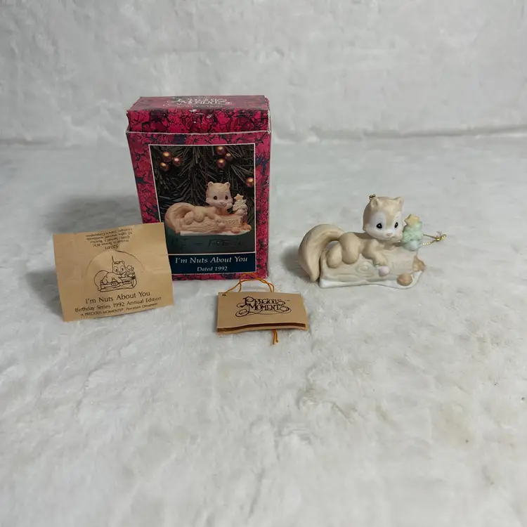 Vintage Precious Moments Ornament 'I'm Nuts About You' Dated 1992 Squirrel