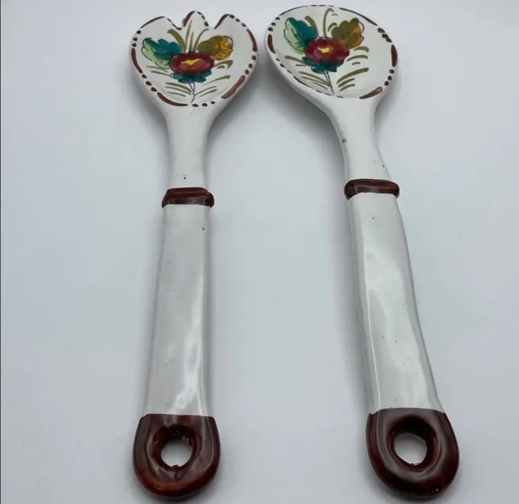 Vintage, Handmade/Painted, Ceramic Fork/Spoon, Made in Italy. Nice Wall Decor!