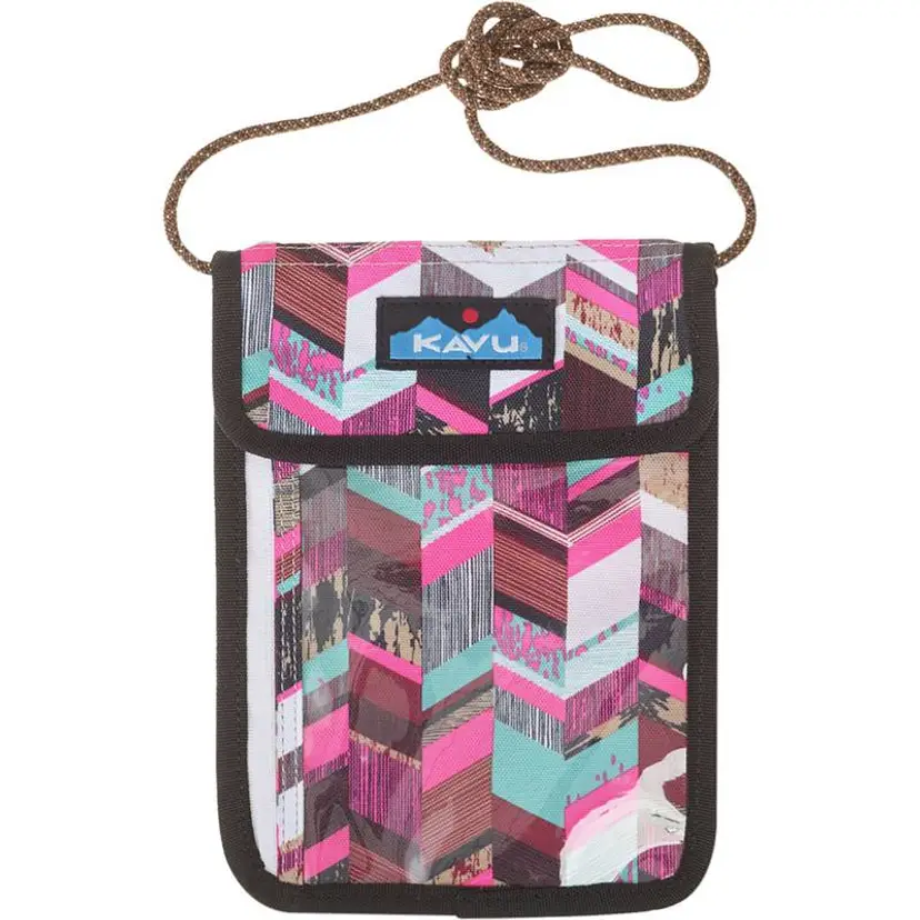 NWT Kavu KeepitClose Sunset Blocks Crossbody Neck Wallet Passport Travel Pouch
