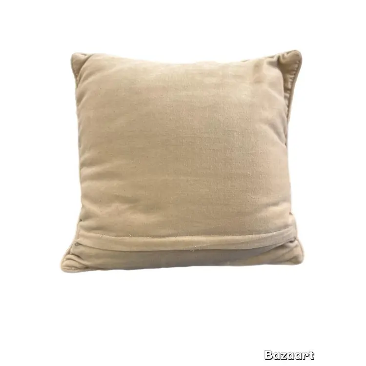 Vintage Wool Needlepoint Kitty Cat Pillow With Velvet Back