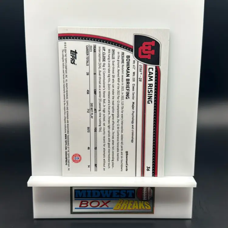 Cam Rising 182/275 Aqua Mini Diamond 2024 Bowman University Chrome Utah MBBCRD