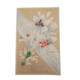 Antique 1910s German Embossed Floral Easter Postcard "Easter Joys Be Yours"