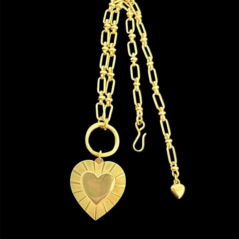 Brinker & Eliza Goldtone 24KGP  "The Best Is Yet To Come" Heart Pendant Necklace 16"