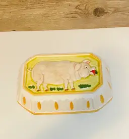 Vintage Ceramic Pig Jello Pudding Mold Wall Decor Farmhouse CottageCore Retro Country