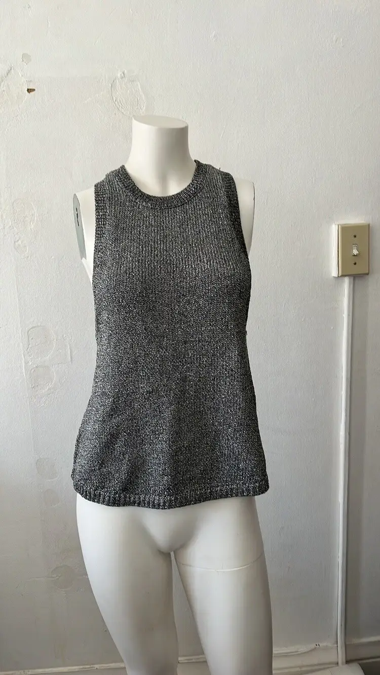 H&m Glittery Shimmery Metallic Silver Racerback Stretch Pull on Tank Top Size s
