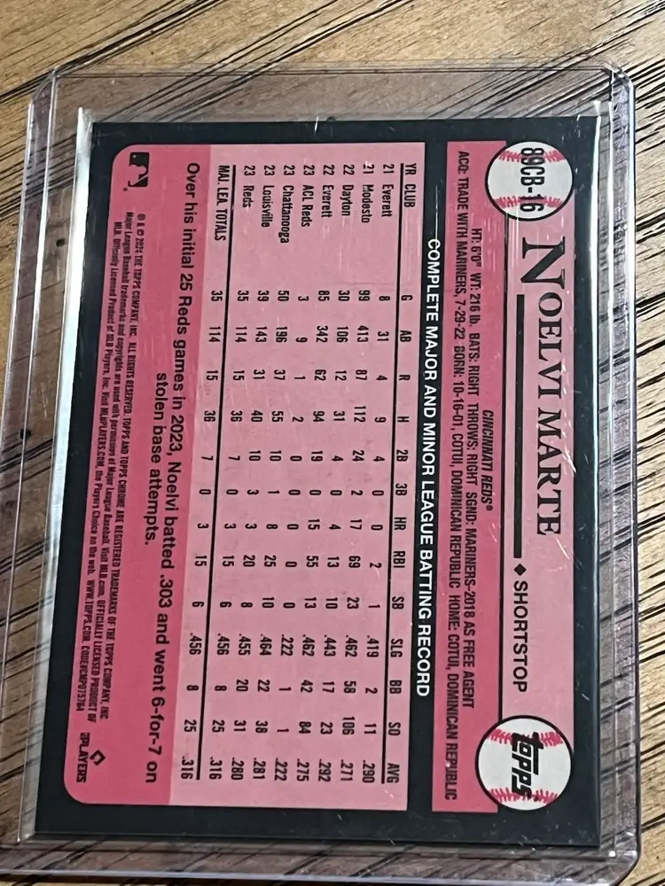 Noelvi Marte 2024 Topps Chrome 1989 Black Refractor 4/10 Cincinnati Reds