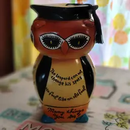 Vintage Freaky Owl Piggy Bank | Wise but Weird Owl Coin Bank | Fun & Funky Papier Mâché Bank | 1960s LEGO Made in Japan