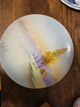 Vintage Meito Hand-Painted Landscape Plate