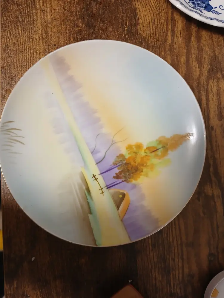 Vintage Meito Hand-Painted Landscape Plate