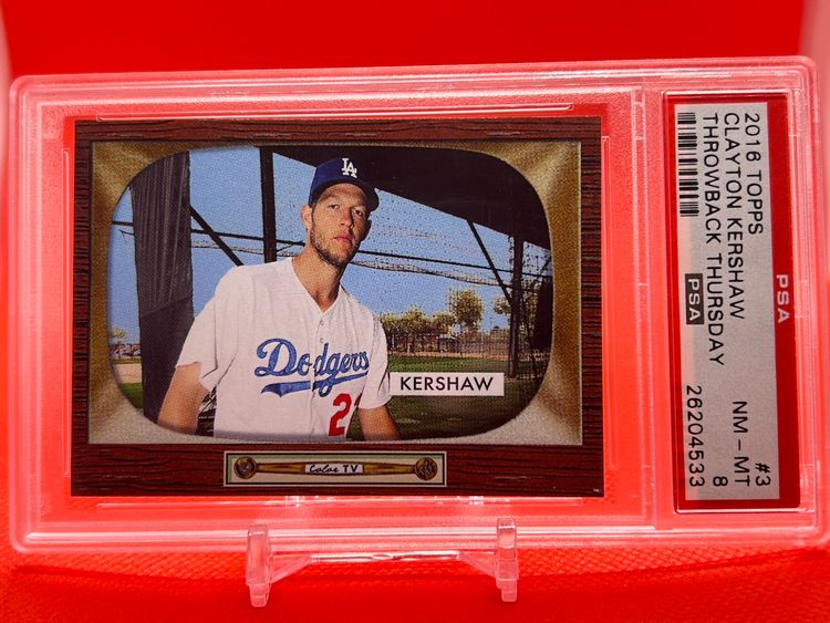02. Clayton Kershaw 2016 Topps Throwback Thursday PSA 8 Slab Los Angeles Dodgers